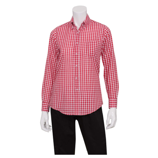 Chef Works W500WRCL Women's Gingham Dress Shirt Long Sleeves 2-button Cuffs