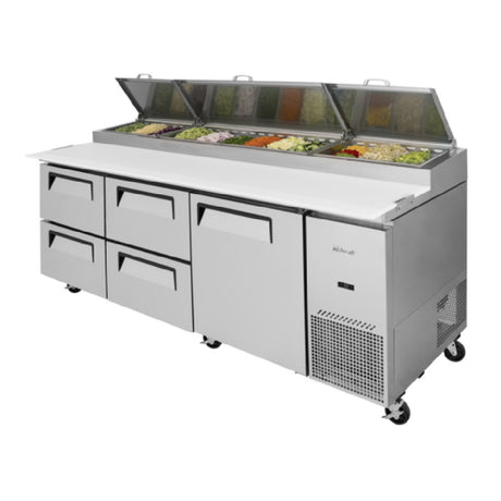 Turbo Air TPR-93SD-D4-N Super Deluxe Pizza Prep Table Three-section 31.0 Cu. Ft.