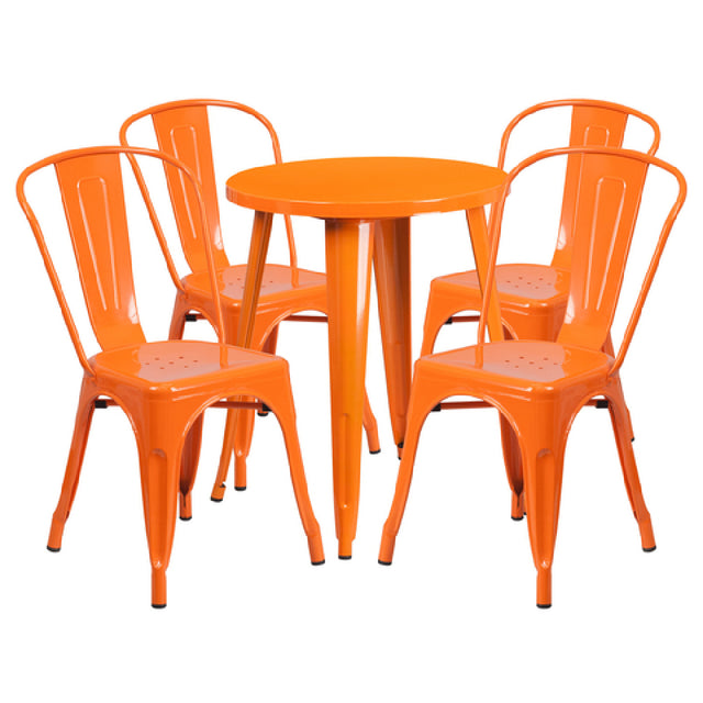 Flash Furniture CH-51080TH-4-18CAFE-OR-GG Table And Chair Set Includes (1) 24" Dia. X 29"H Table