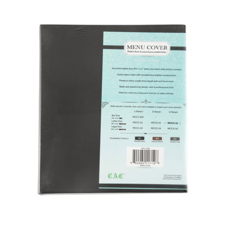 CAC China MCC4-11BK Meun Cover 4-panel 8-1/2" X 11"