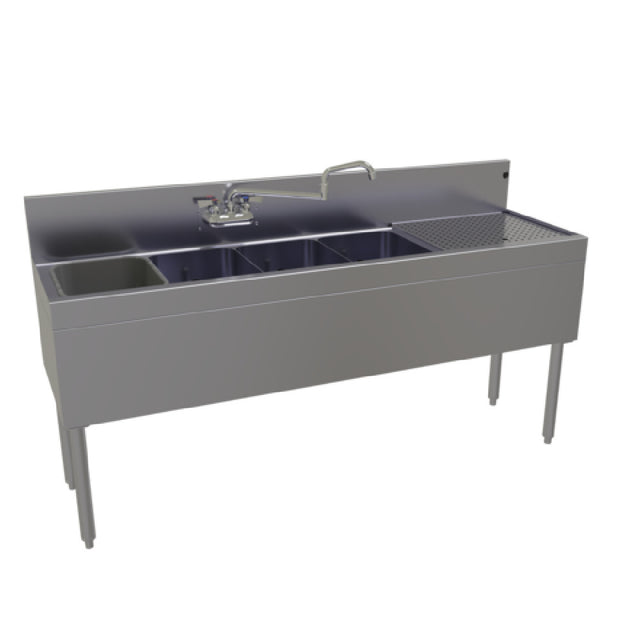 Glastender FSA-66L-S Underbar Sink Unit Four Compartment 66"W X 19"D