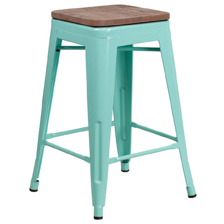 Flash Furniture ET-BT3503-24-MINT-WD-GG Bar Stool 500 Lb. Weight Capacity Counter Height