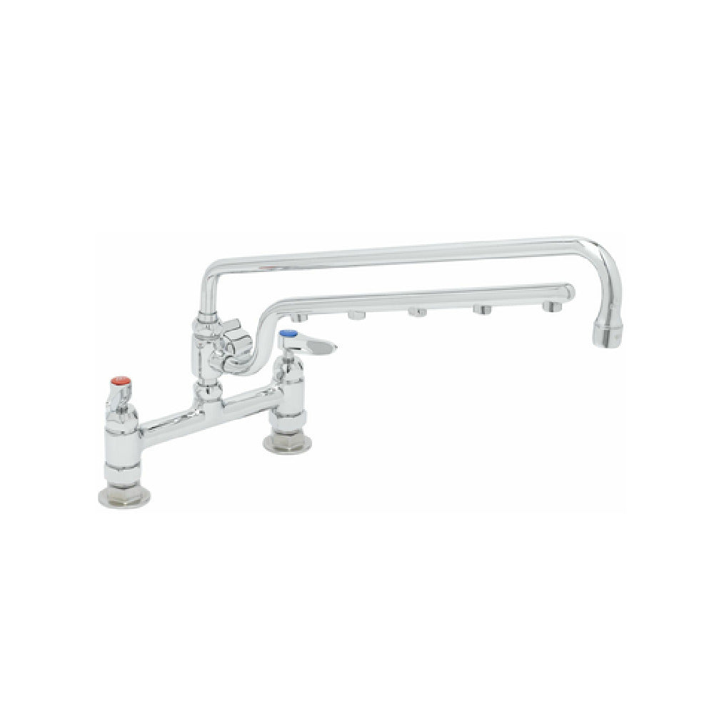 T&S Brass B-0220-U18-CR UltraRinse 8” Deck Mount Mixing Faucet With Polished Chrome Plated Brass Body