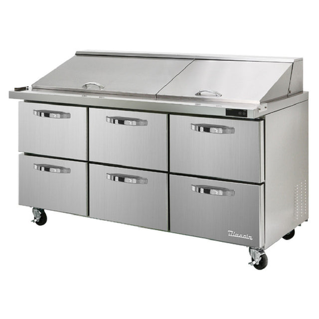 Blue Air BLMT72-D6-HC Mega Top Sandwich Prep Table Three-section 72-3/8"W