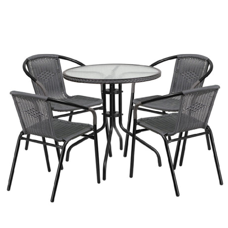 Flash Furniture TLH-087RD-037GY4-GG Table & Chair Set Includes (1) 28" Dia. X 28"H Table