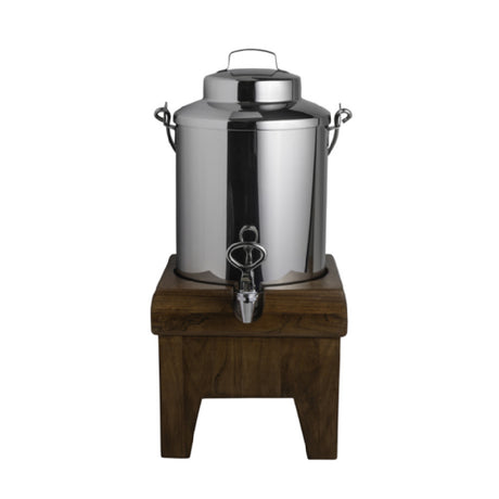 Steelite DW055MLWDT Milk Dispenser 5-1/2 Qt. With Ice Sleeve Fusion Base Natural Teak