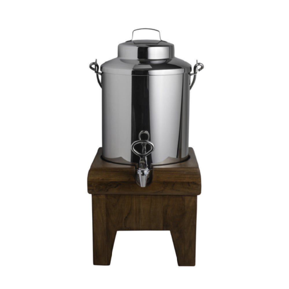 Steelite DW055MLWDT Milk Dispenser 5-1/2 Qt. With Ice Sleeve Fusion Base Natural Teak