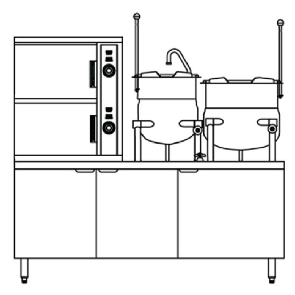 Crown Steam SCX-10-6-6_220/60/1 Convection Steamer/Kettle Steam Coil (2) Compartment