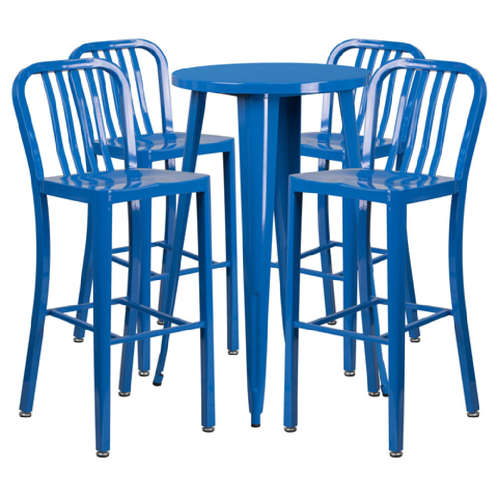 Flash Furniture CH-51080BH-4-30VRT-BL-GG Table And Bar Stool Set Includes (1) 24" Dia. X 41"H Table