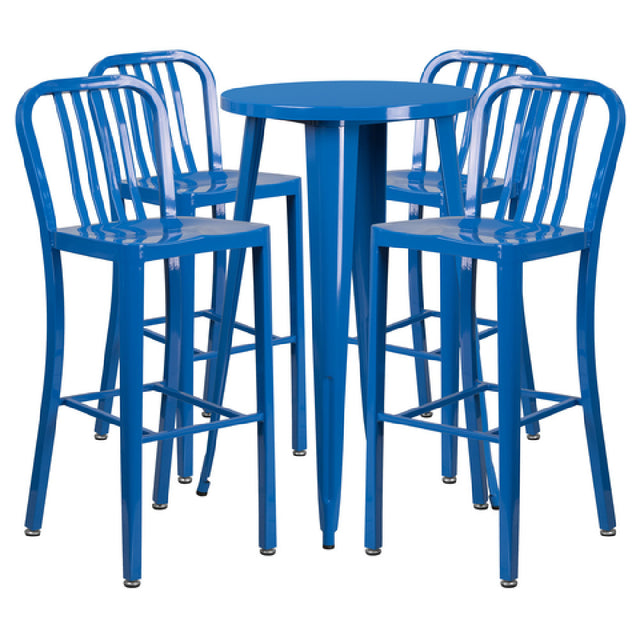 Flash Furniture CH-51080BH-4-30VRT-BL-GG Table And Bar Stool Set Includes (1) 24" Dia. X 41"H Table