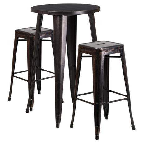 Flash Furniture CH-51080BH-2-30SQST-BQ-GG Table And Bar Stool Set Includes (1) 24" Dia. X 41"H Table