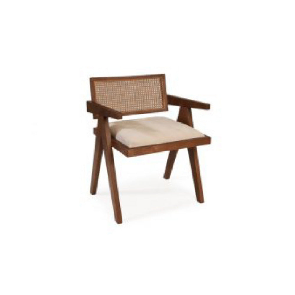 QA Group QACH-U377 Chair Upholstered Wood Frame With Rattan Back