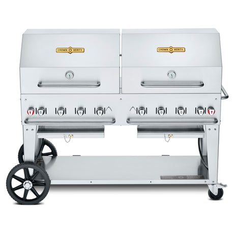 Crown Verity CV-MCB-60-SI-BULK-RDP Mobile Outdoor Charbroiler LP Gas 58" X 21" Grill Area