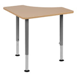 Flash Furniture XU-SF-1003-NAT-A-GG Billie Triangular Student Desk 32"W X 20-1/2"D X 24" To 33" Adjustable Height