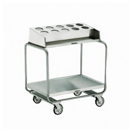 Lakeside 213 Tray & Silver Cart Tubular U-frame With Lower Platform Tray Storage & Top Rack