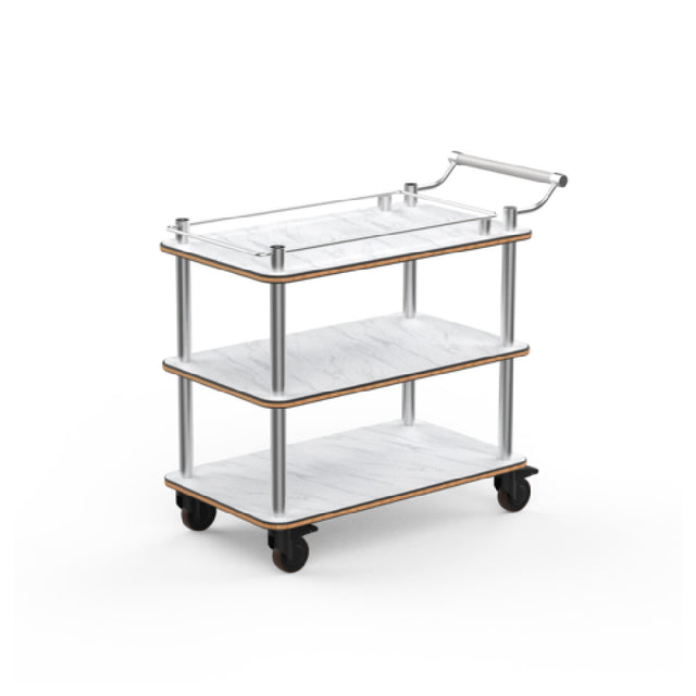 Steelite MGCRNX15CSXX Rollin Top Border Cart With Stainless Steel Handle White Carrera Stainless Steel
