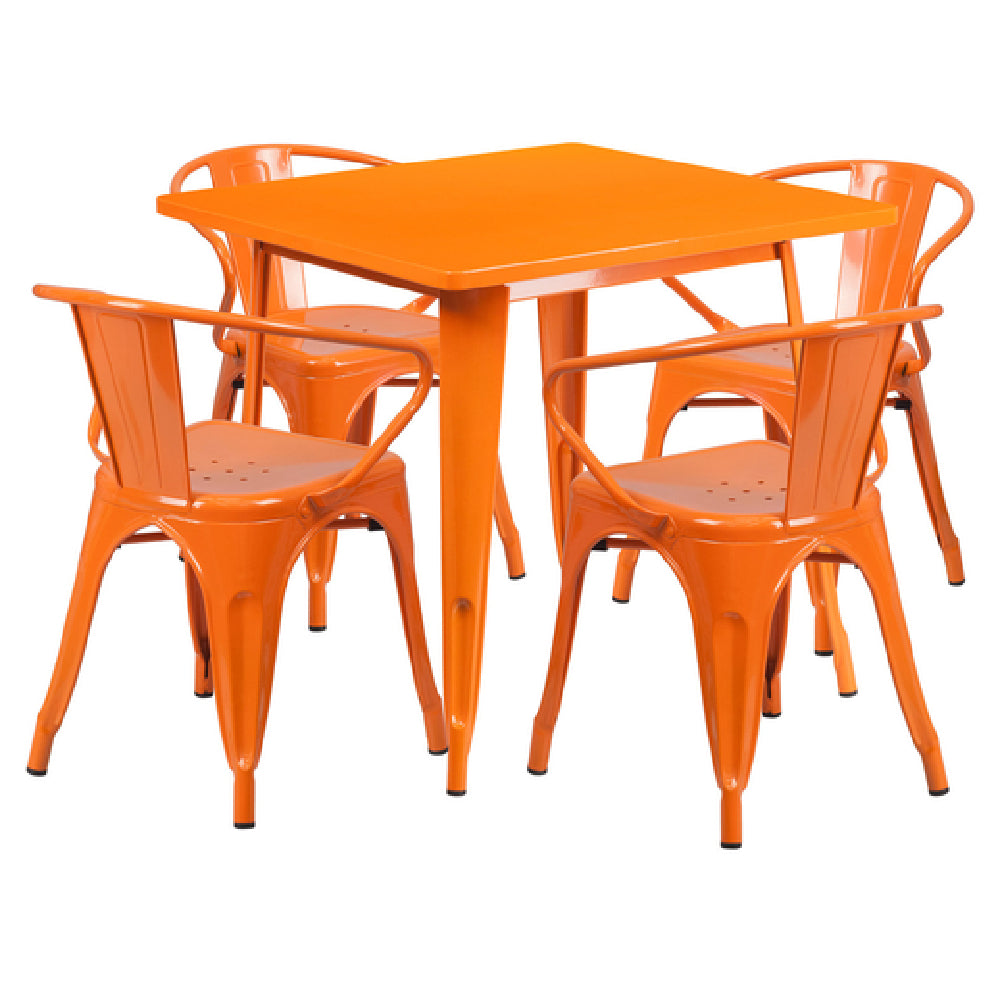 Flash Furniture ET-CT002-4-70-OR-GG Table And Chair Set Includes (1) 31-1/2"W X 31-1/2"D X 29-1/2"H Table