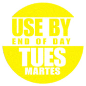 Hubert 33231 - Food Rotation Label, "Use By End Of Day Tuesday", 3/4" Dia.
