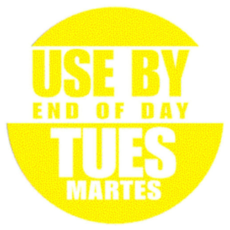 Hubert 33231 - Food Rotation Label, "Use By End Of Day Tuesday", 3/4" Dia.