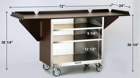 Lakeside 675 Beverage Service Cart Drop Leaves (3) 21" X 35" Interior Shelves