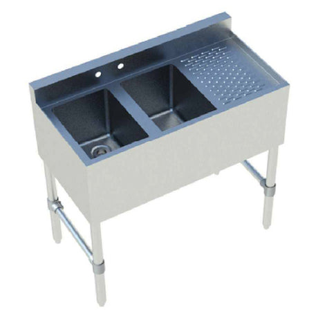 Sapphire Manufacturing SMBS-2R Underbar Sink Two Compartment 10"x14"x10" Compartments