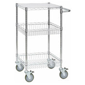 Hubert 69890 - Wire Workstation Cart, 3-shelf, 24" X 21" X 39-3/4"H
