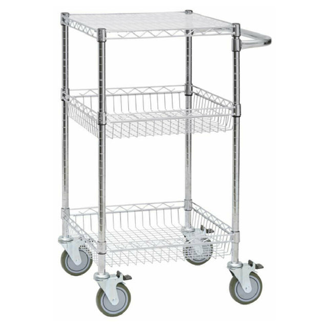 Hubert 69890 - Wire Workstation Cart, 3-shelf, 24" X 21" X 39-3/4"H