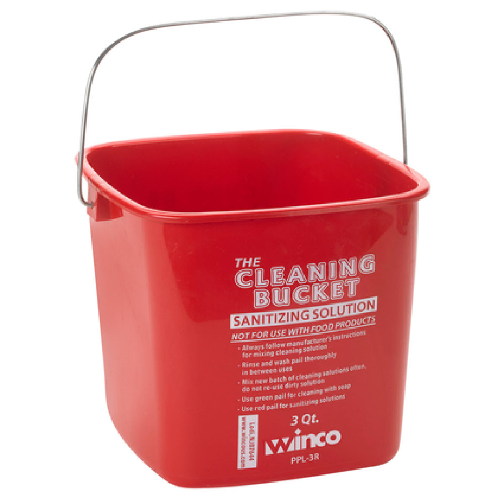 Winco PPL-3R Cleaning Bucket 3 Qt. For Sanitizing Solution