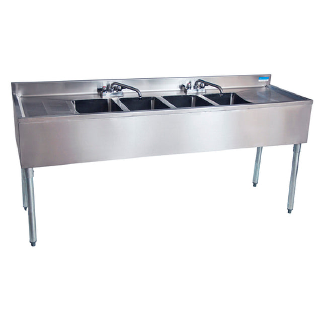 BK Resources UB4-21-472TS Underbar Sink Four Compartment 72”W X 21-1/4"D X 32-1/2"H Overall Size