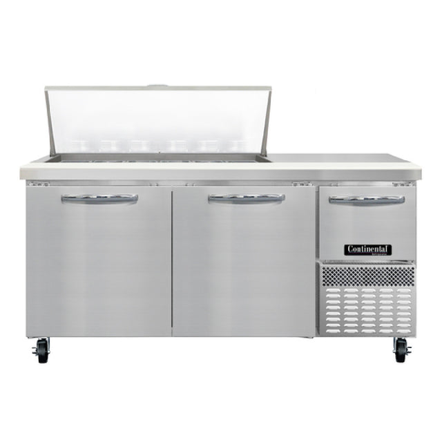 Continental Refrigerator RA68N18M Refrigerated Base Sandwich Unit 68"W 300 Series Stainless Steel (Mighty) Top With (18) 1/6 Size X 4" Deep Pans