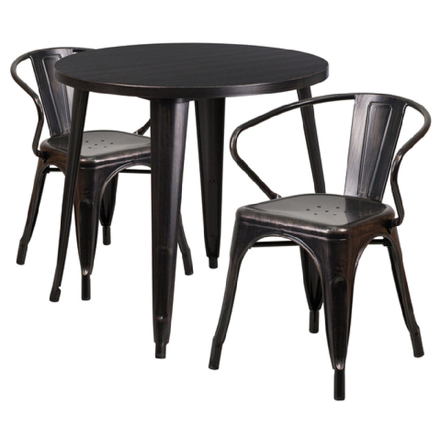 Flash Furniture CH-51090TH-2-18ARM-BQ-GG Table And Chair Set Includes (1) 30" Dia. X 29-1/2"H Table