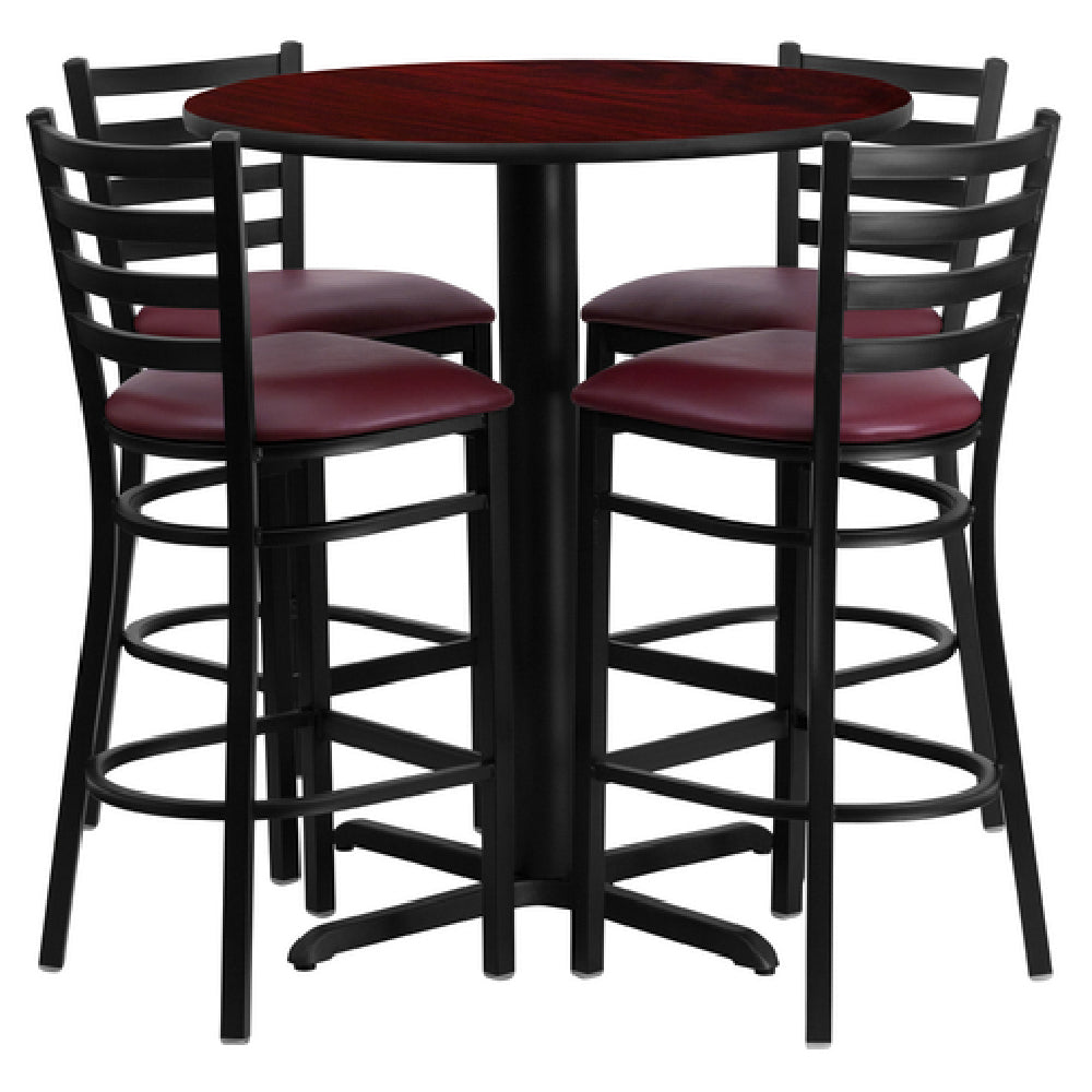 Flash Furniture HDBF1026-GG Table And Bar Stool Set Includes (1) 30" Dia. X 42"H Table