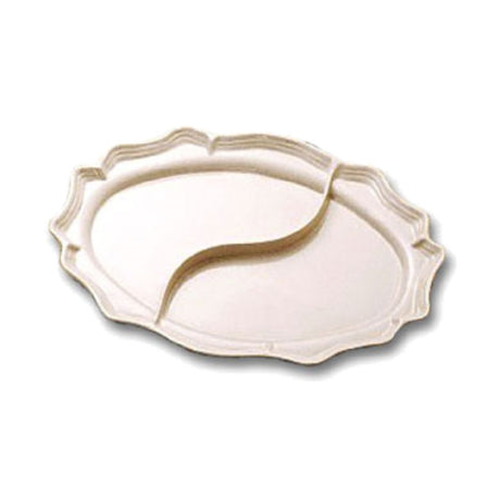 Bon Chef 2029DTAN Queen Anne Divided Platter 16-3/4" X 22" Aluminum With Ceramic-look Coating