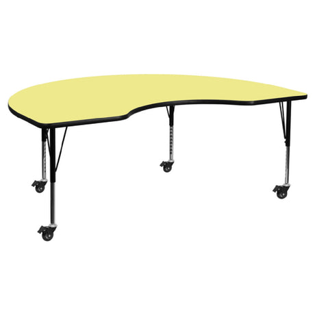 Flash Furniture XU-A4896-KIDNY-YEL-T-P-CAS-GG Activity Table 96"W X 48"D X 17-2/5" To 25-2/5" Adjustable Height