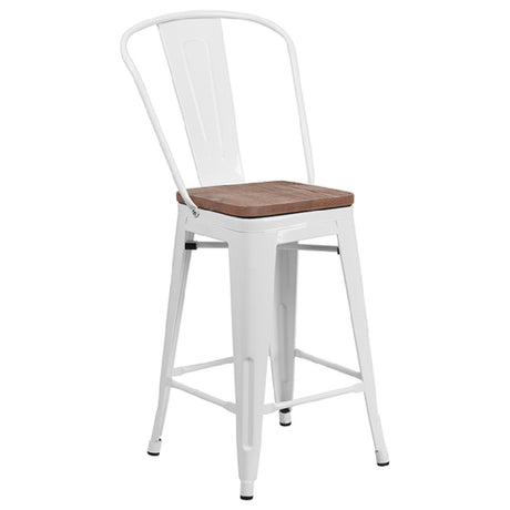 Flash Furniture CH-31320-24GB-WH-WD-GG Bar Stool 500 Lb. Weight Capacity Counter Height