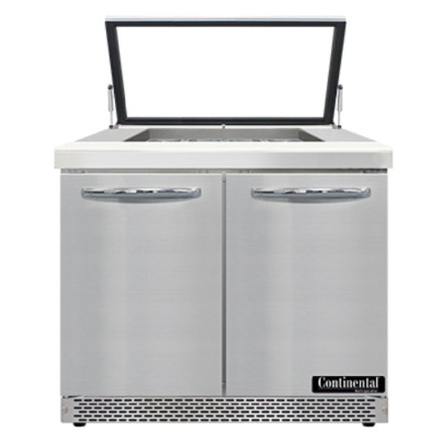 Continental Refrigerator SW36N12M-HGL-FB Mighty Top Sandwich Unit With Hinged Glass Lid