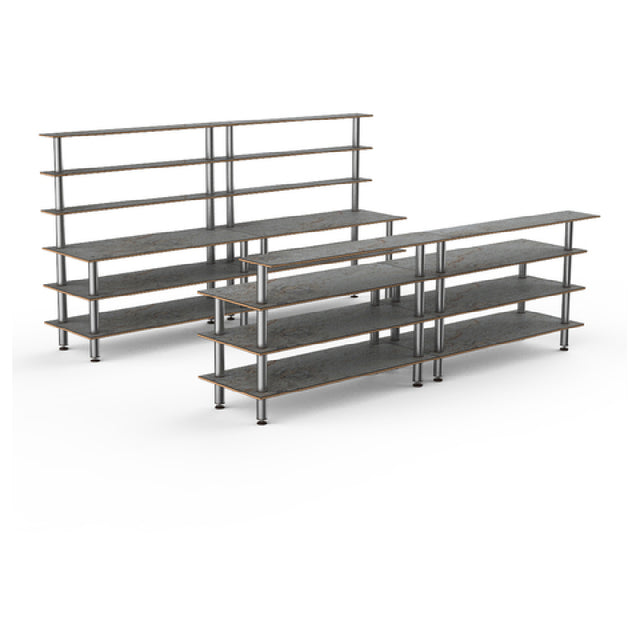 Steelite MGCMLC11GSXF Mogogo Buffet Solutions Modular Double Bar Includes: (1) 142" X 29-1/2" X 73"H Back Bar & (1) 142" X 34-1/2" X 47-1/2"H Front Bar