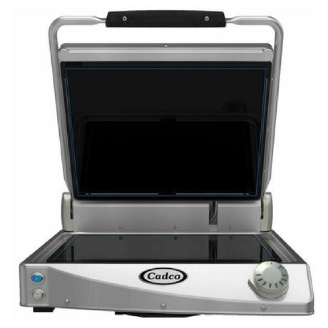 Cadco CPG-15F(220) Jumbo Single Clamshell Grill Black Glass-ceramic Grill Surfaces