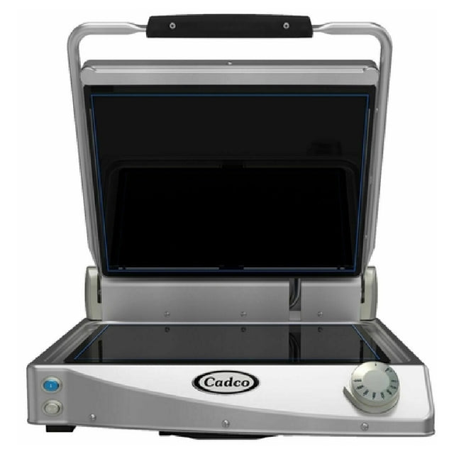 Cadco CPG-15F(220) Jumbo Single Clamshell Grill Black Glass-ceramic Grill Surfaces