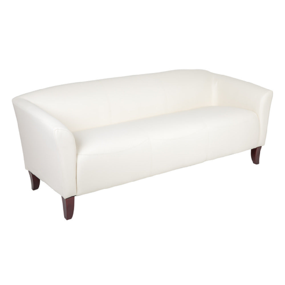Flash Furniture Hercules Imperial White Leather Sofa with Wooden Feet - Thumbnail 4