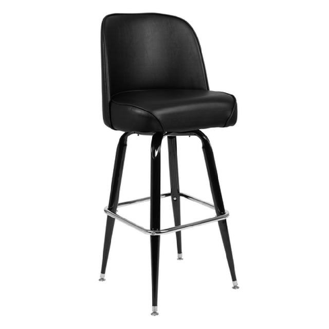 Flash Furniture XU-F-125-GG Bar Stool Mid-back Design Black Vinyl Upholstered Padded Swivel Bucket Seat