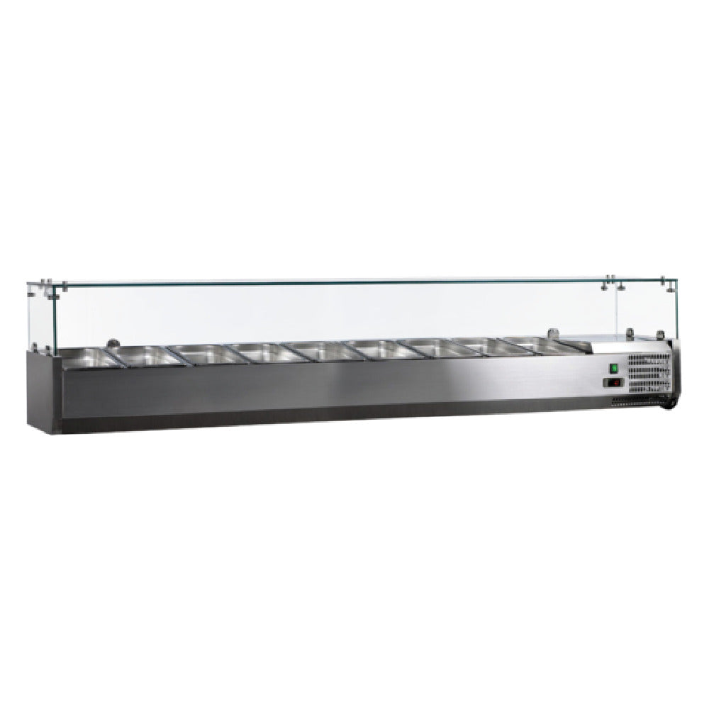 Omcan 46680 (RS-CN-0004-P) Refrigerated Topping Rail With Glass Sneeze Guard