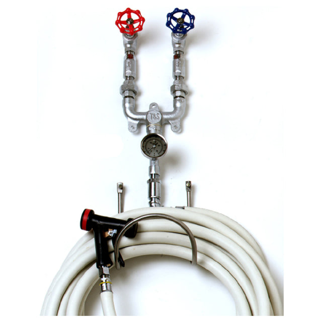 T&S Brass MV-0771-12CW Washdown Faucet Wall Mount 3/4" Globe Valves With Color-coded Handles