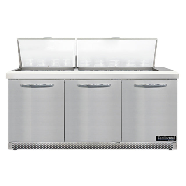 Continental Refrigerator SW72N27M-FB Mighty Top Sandwich Unit Front Breather 72"W