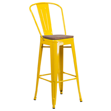 Flash Furniture CH-31320-30GB-YL-WD-GG Bar Stool 500 Lb. Weight Capacity Bistro Style