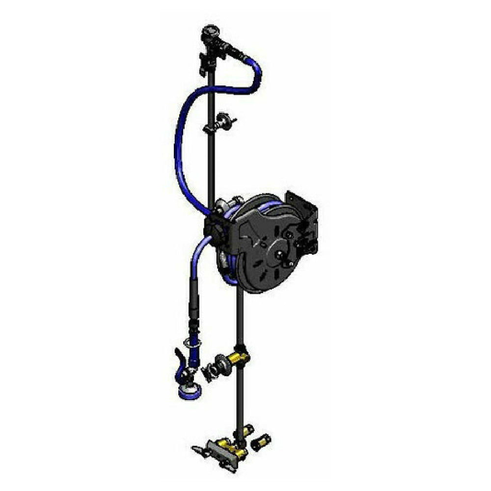 T&S Brass B-7212-U01XS3 Hose Reel Assembly Open 3/8" X 15 Ft. Hose With High Flow Blue Spray Valve With Swivel (EB-0107)