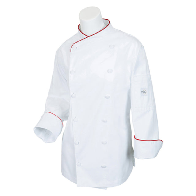 Mercer Culinary M62045WRS Renaissance Women's Jacket Scoop Neck (12) Cloth Covered Buttons