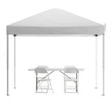 Flash Furniture JJ-GZ10183Z-4LEL3-WHWH-GG Otis Pop-up Canopy Tend And Folding Chair Set