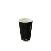 PacknWood 210GCRPLA8N - Black Rippled Wall Cup Without Plastic, 8oz, 3.1" D X 3.6" H