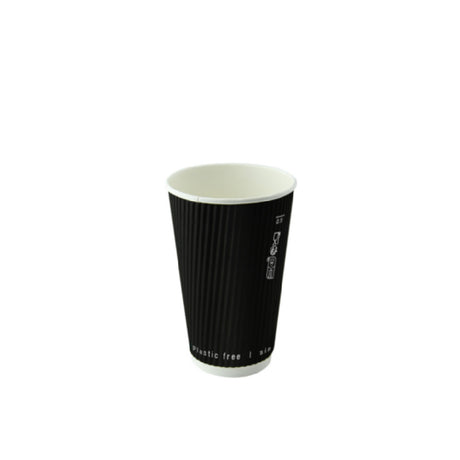 PacknWood 210GCRPLA8N - Black Rippled Wall Cup Without Plastic, 8oz, 3.1" D X 3.6" H